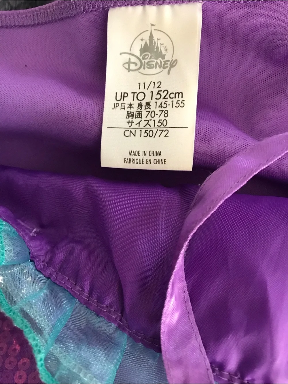 Disney Store Ariel the Mermaid Costume Size 11/12 Girls Dress Up Halloween